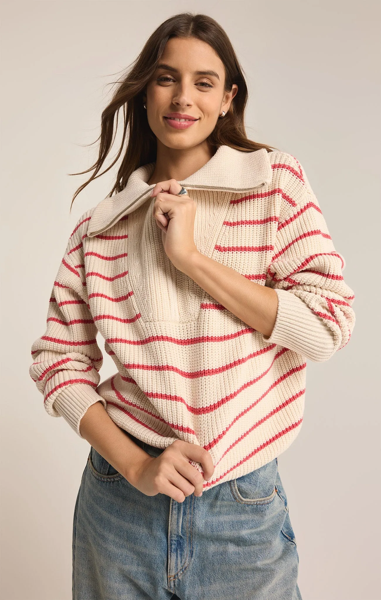 Villa Half Zip Stripe Sweater