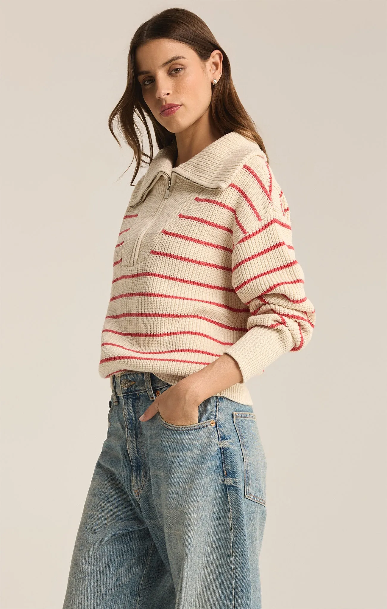 Villa Half Zip Stripe Sweater