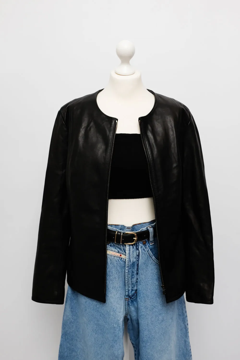 VINTAGE CLEAN BLACK LEATHER JACKET