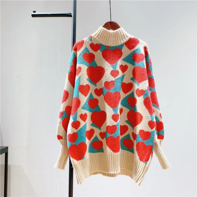 Women High Neck Sweetheart Cozy Knitting Sweaters