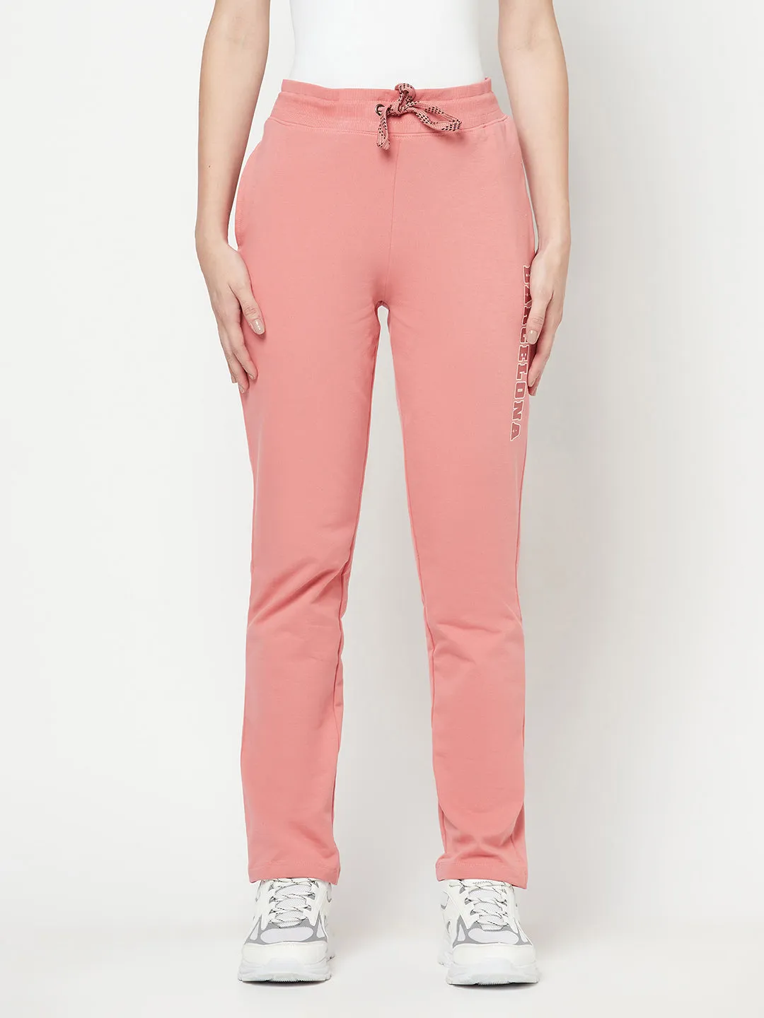 Women's Casual  Coral Full length Mid rise Track Pants