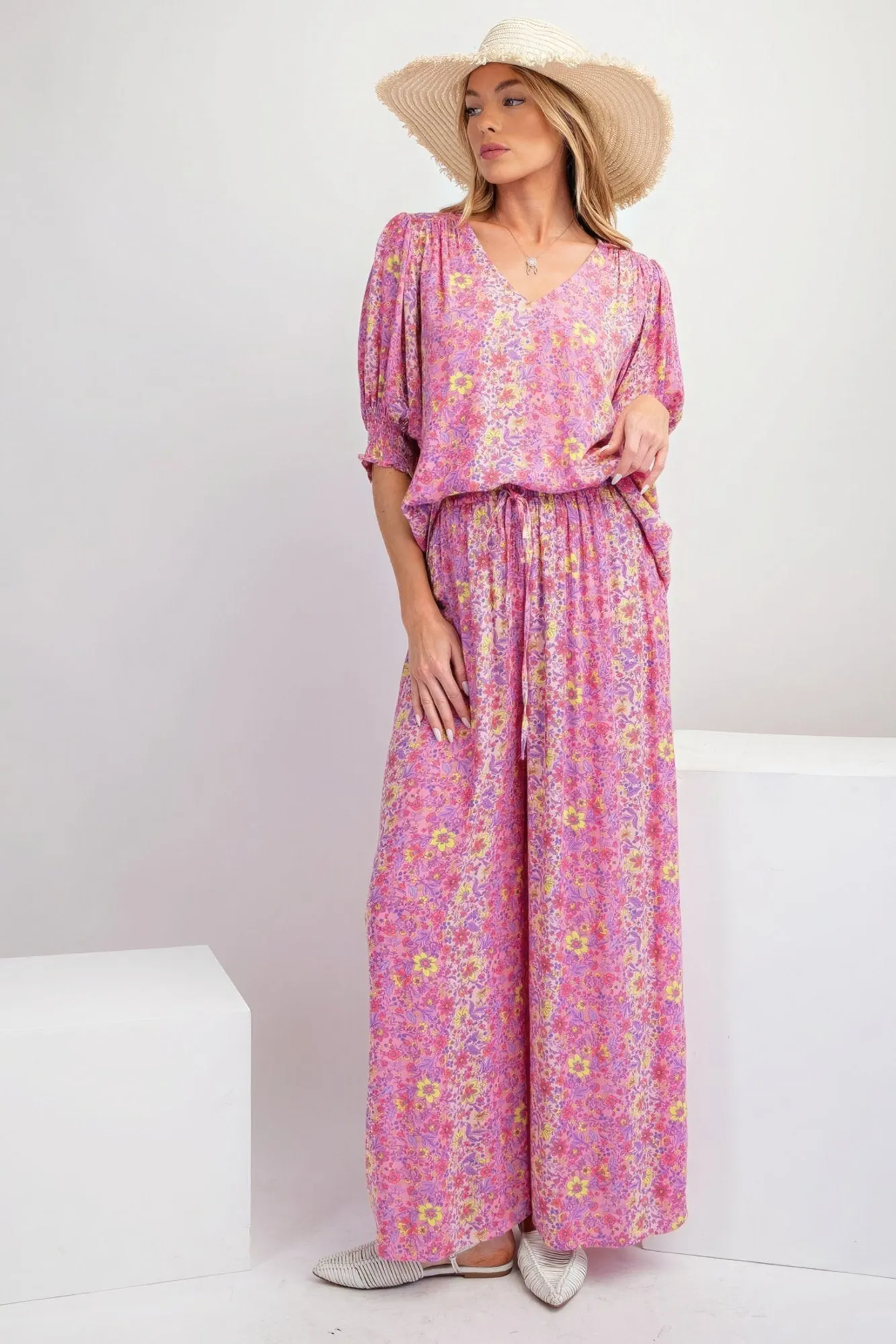 Women's Floral print gauze palazzo pants