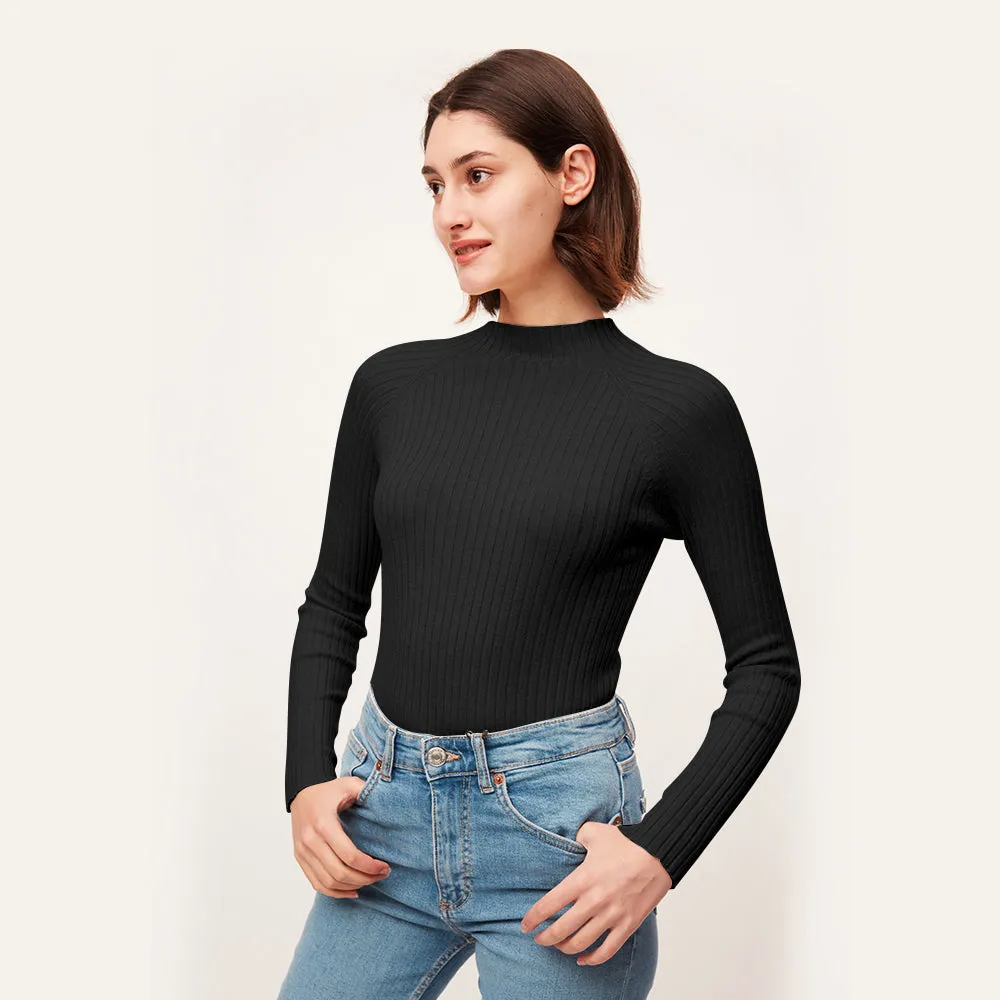 Women's  Long Sleeve Slim Fit Knit Pullovers Tee Tops Shirt